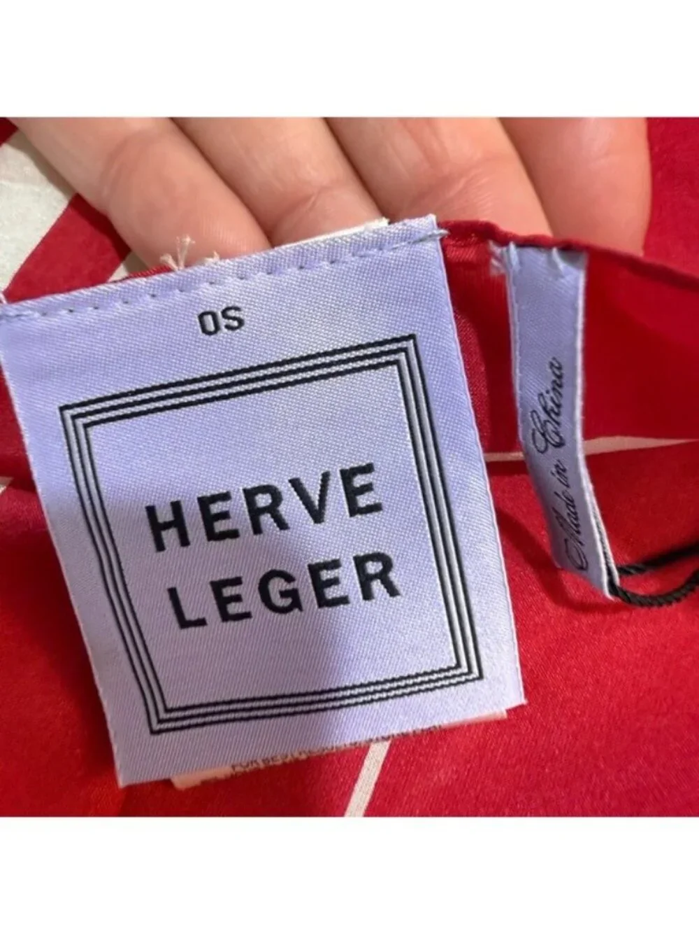Herve Leger 100% Silk Striped Scarf Red White OS New With Tags